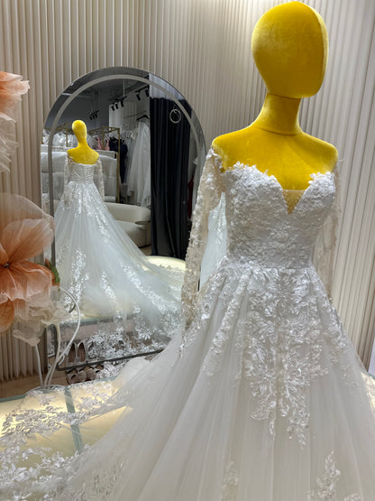 BG-WED-AME-10118 WEDDING GOWN LUX FABRIC FULL LACE SIZE XS-XL BUST 78-94 WAIST 66-76