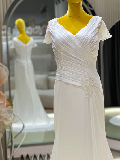 BG-WED-AME-10120 WEDDING GOWN FABRIC PLAIN WITH PLEATED SIZE 3XL BUST 99 WAIST 81