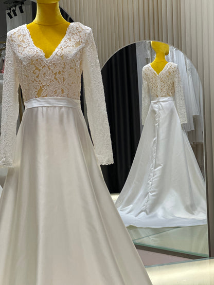 BG-WED-AME-10121 WEDDING GOWN FABRIC HALF LACE SIZE XL BUST 96 WAIST 75