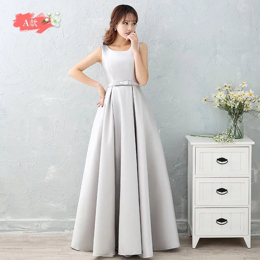 Bridesmaid dress long section autumn new satin bridesmaid sisters skirt slim bridesmaid dress banquet evening dress female