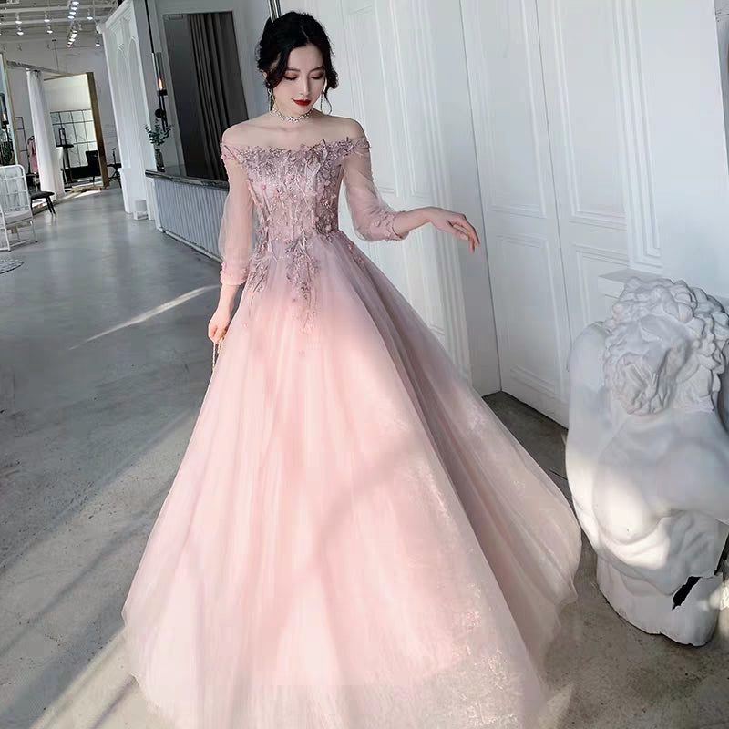 Pink bridesmaid dress new winter long section annual party evening dress skirt female sisters group girlfriends wedding dress was thin