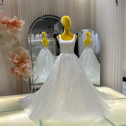 BG-WED-AME-10128 WEDDING GOWN LUX FABRIC FULL LACE SIZE XS-L BUST 78-90 WAIST 64-72