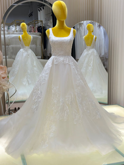 BG-WED-AME-10128 WEDDING GOWN LUX FABRIC FULL LACE SIZE XS-L BUST 78-90 WAIST 64-72