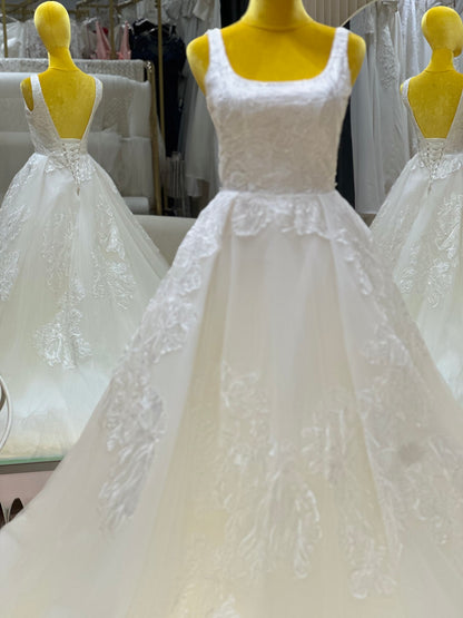 BG-WED-AME-10128 WEDDING GOWN LUX FABRIC FULL LACE SIZE XS-L BUST 78-90 WAIST 64-72