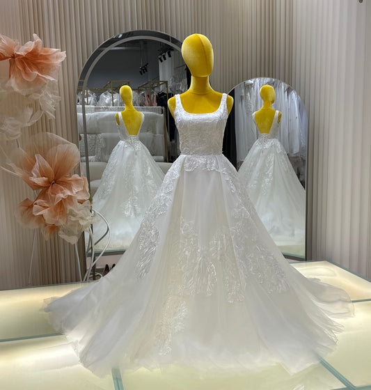 BG-WED-AME-10128 WEDDING GOWN LUX FABRIC FULL LACE SIZE XS-L BUST 78-90 WAIST 64-72