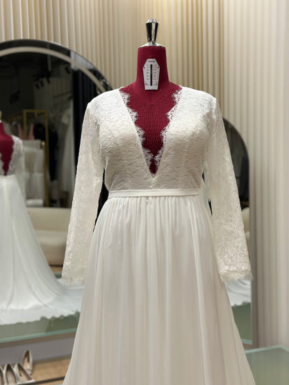 Premium Half Lace Wedding Gown Size 3XL Bust 100 | Ready-to-Wear