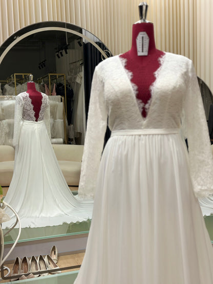 Premium Half Lace Wedding Gown Size 3XL Bust 100 | Ready-to-Wear