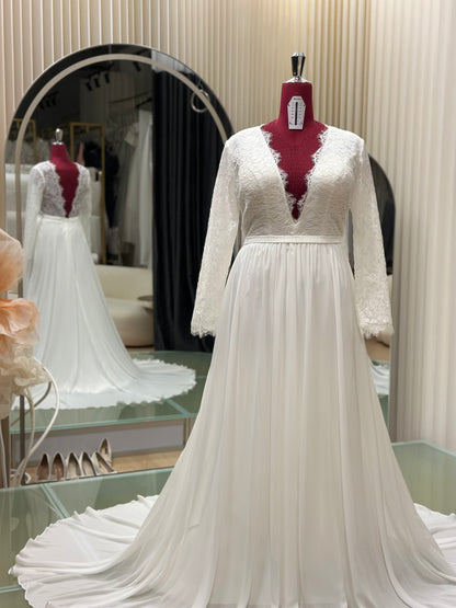 Premium Half Lace Wedding Gown Size 3XL Bust 100 | Ready-to-Wear