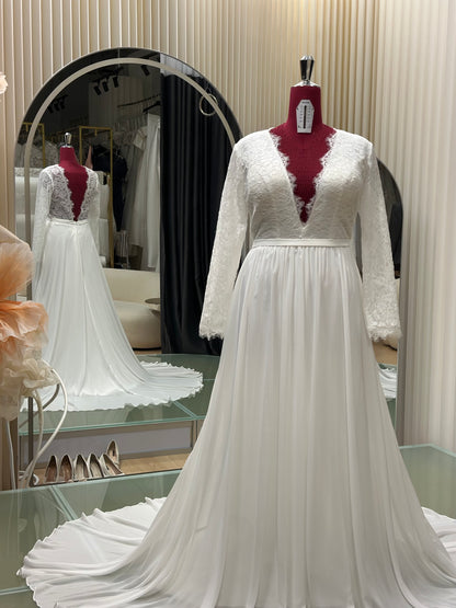 Premium Half Lace Wedding Gown Size 3XL Bust 100 | Ready-to-Wear