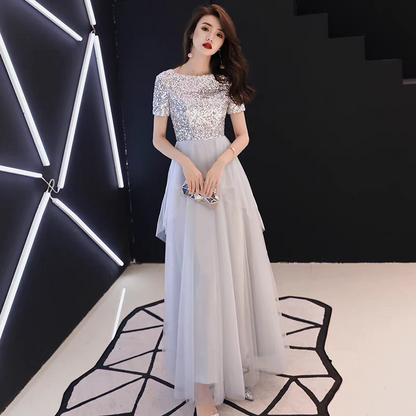 EG-SALE-AME-00118 Banquet evening dress fairy temperament lady long adult ceremony white birthday party dinner dress slim fit