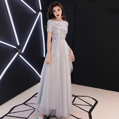 EG-SALE-AME-00118 Banquet evening dress fairy temperament lady long adult ceremony white birthday party dinner dress slim fit