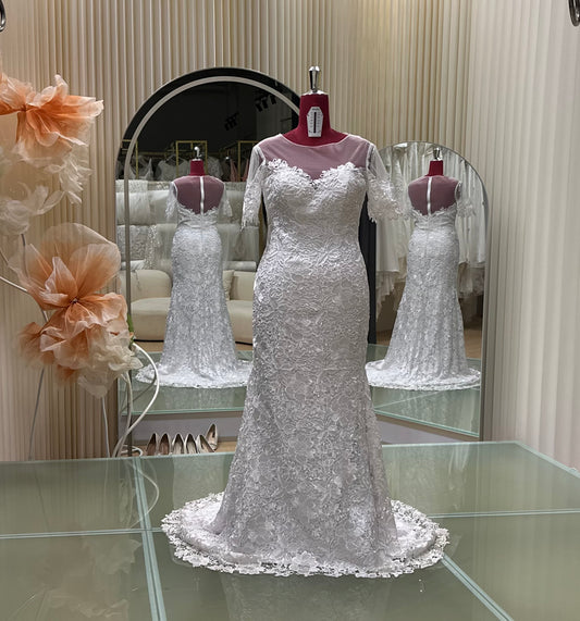 BG-WED-AME-10130 WEDDING GOWN PREMIUM FABRIC FULL LACE SIZE 3XL BUST 100 WAIST 85