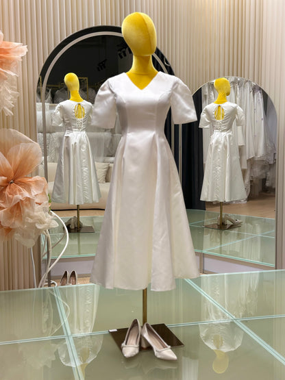 BG-WED-AME-10131 WEDDING GOWN FABRIC PLAIN SHORT SIZE M-XL BUST 84-93 WAIST 70-76