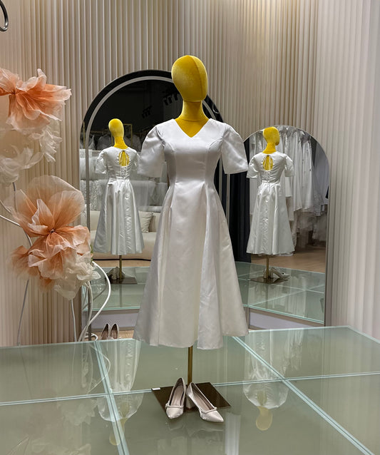 BG-WED-AME-10131 WEDDING GOWN FABRIC PLAIN SHORT SIZE M-XL BUST 84-93 WAIST 70-76