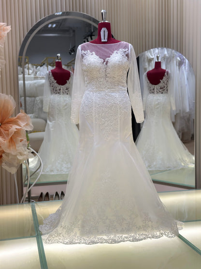 BG-WED-AME-10138 WEDDING GOWN PREMIUM FABRIC FULL LACE SIZE 3XL BUST 100 WAIST 84