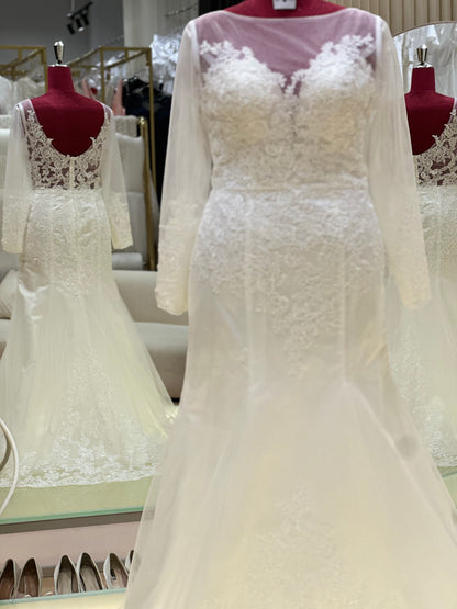 BG-WED-AME-10138 WEDDING GOWN PREMIUM FABRIC FULL LACE SIZE 3XL BUST 100 WAIST 84