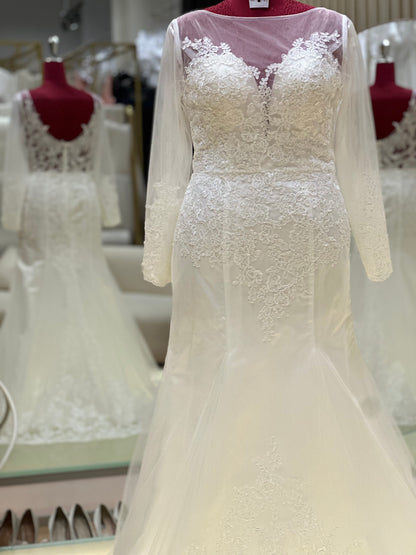 BG-WED-AME-10138 WEDDING GOWN PREMIUM FABRIC FULL LACE SIZE 3XL BUST 100 WAIST 84