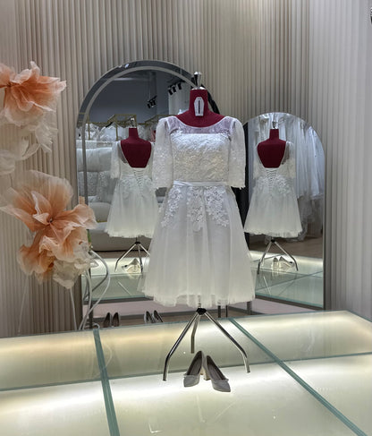 BG-WED-AME-10140 WEDDING GOWN FABRIC HALF LACE SIZE XL-3XL BUST 90-100 WAIST 74-84