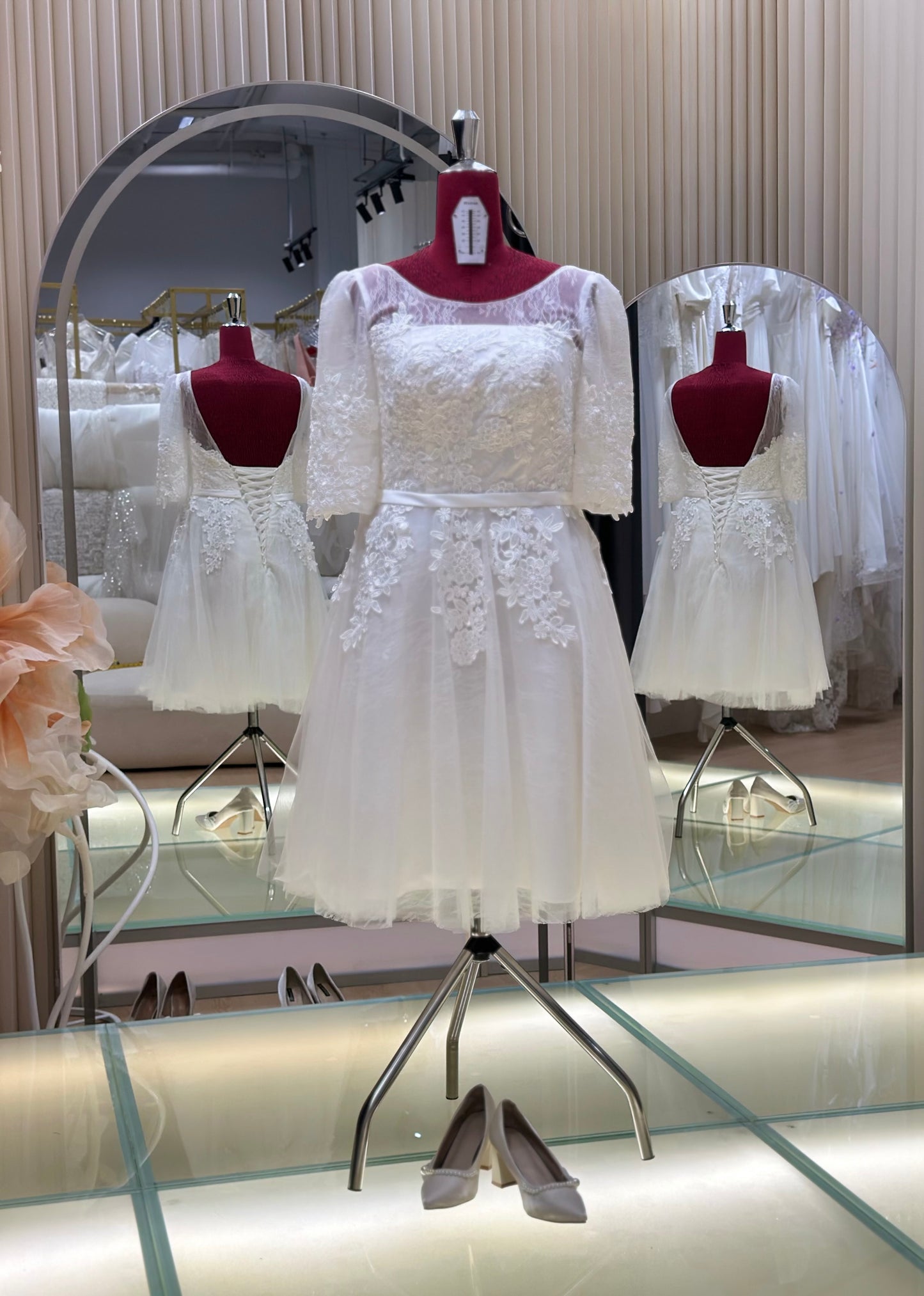 BG-WED-AME-10140 WEDDING GOWN FABRIC HALF LACE SIZE XL-3XL BUST 90-100 WAIST 74-84