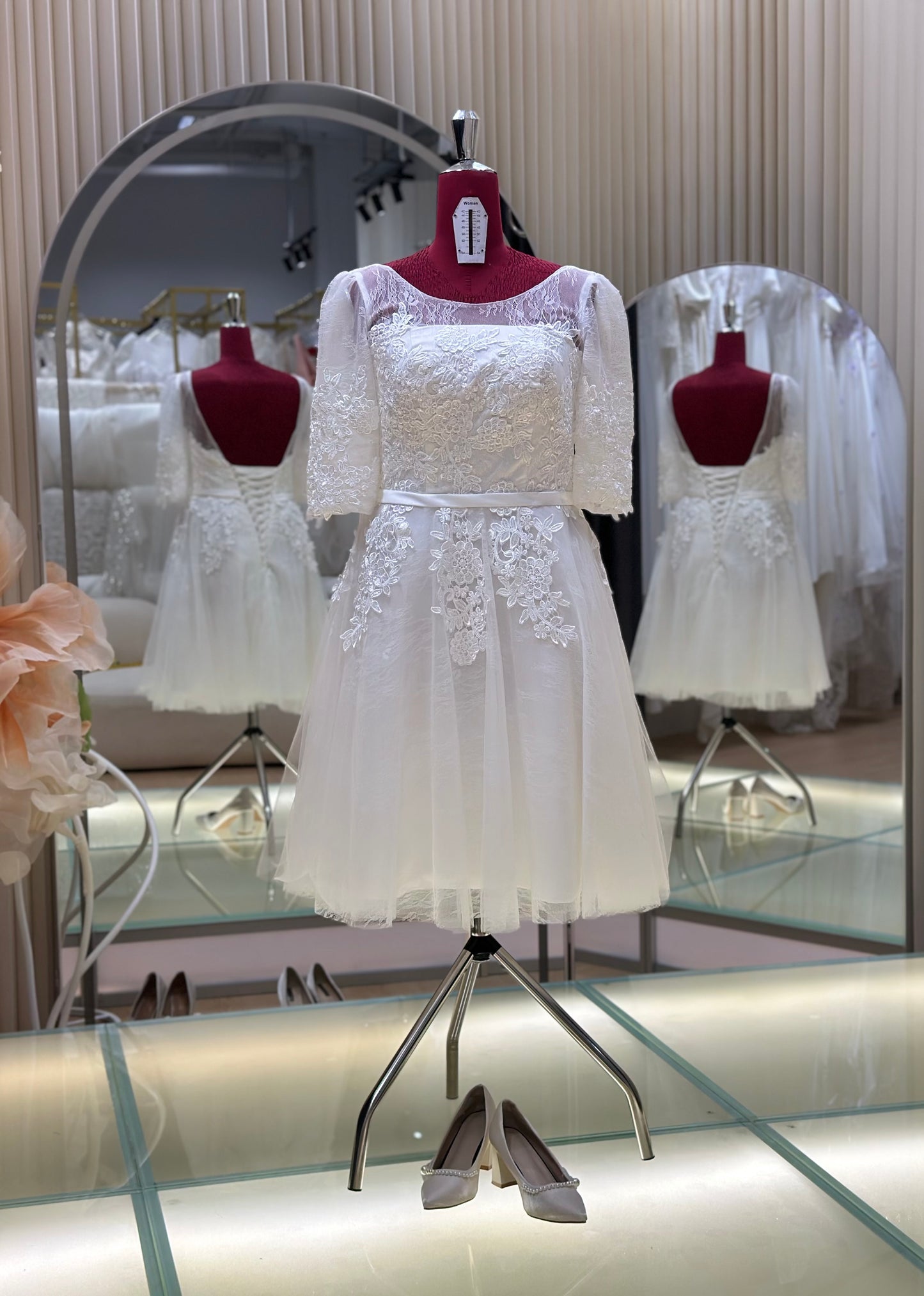 BG-WED-AME-10140 WEDDING GOWN FABRIC HALF LACE SIZE XL-3XL BUST 90-100 WAIST 74-84