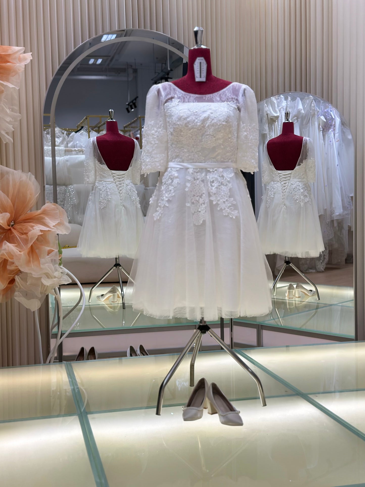 BG-WED-AME-10140 WEDDING GOWN FABRIC HALF LACE SIZE XL-3XL BUST 90-100 WAIST 74-84