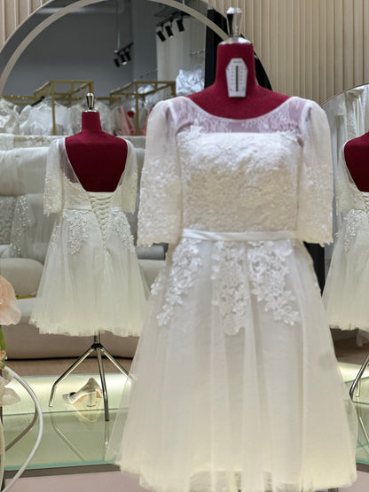 BG-WED-AME-10140 WEDDING GOWN FABRIC HALF LACE SIZE XL-3XL BUST 90-100 WAIST 74-84