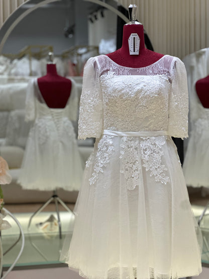 BG-WED-AME-10140 WEDDING GOWN FABRIC HALF LACE SIZE XL-3XL BUST 90-100 WAIST 74-84