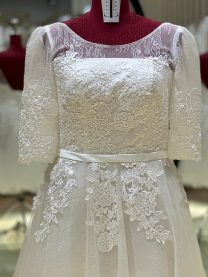 BG-WED-AME-10140 WEDDING GOWN FABRIC HALF LACE SIZE XL-3XL BUST 90-100 WAIST 74-84