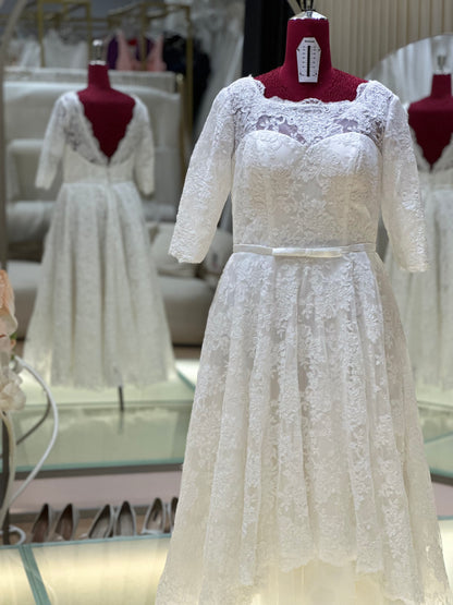 BG-WED-AME-10143 WEDDING GOWN FABRIC FULL LACE SIZE 4XL BUST 106 WAIST 86