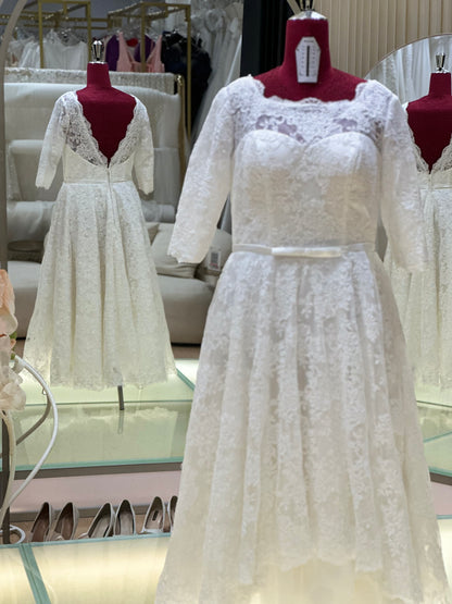 BG-WED-AME-10143 WEDDING GOWN FABRIC FULL LACE SIZE 4XL BUST 106 WAIST 86