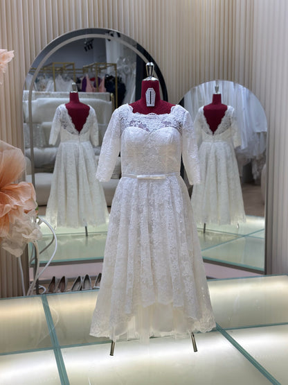 BG-WED-AME-10143 WEDDING GOWN FABRIC FULL LACE SIZE 4XL BUST 106 WAIST 86