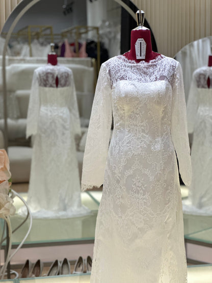 BG-WED-AME-10144 WEDDING GOWN FABRIC FULL LACE SIZE XXL BUST 95 WAIST 78