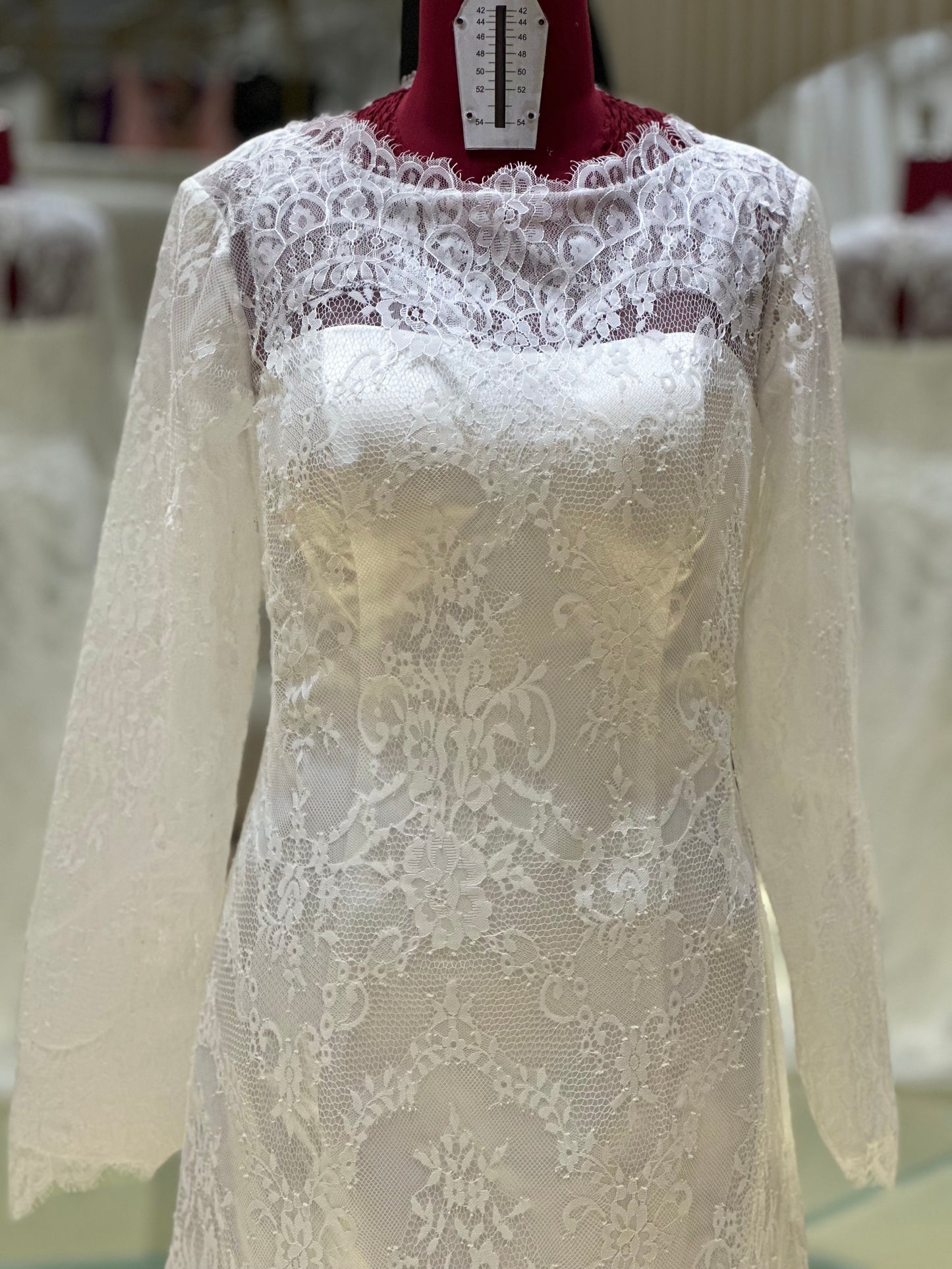 BG-WED-AME-10144 WEDDING GOWN FABRIC FULL LACE SIZE XXL BUST 95 WAIST 78