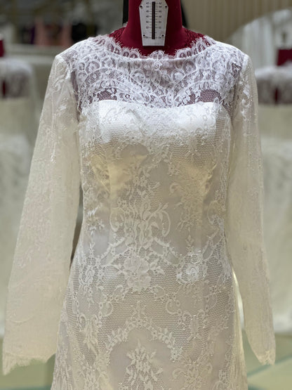 BG-WED-AME-10144 WEDDING GOWN FABRIC FULL LACE SIZE XXL BUST 95 WAIST 78