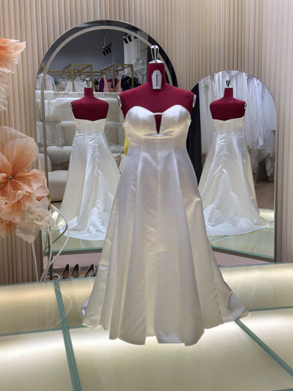 BG-WED-AME-10145 WEDDING GOWN FABRIC PLAIN LONG SIZE 5XL BUST 108 WAIST 90