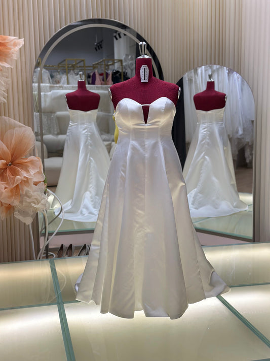 BG-WED-AME-10145 WEDDING GOWN FABRIC PLAIN LONG SIZE 5XL BUST 108 WAIST 90