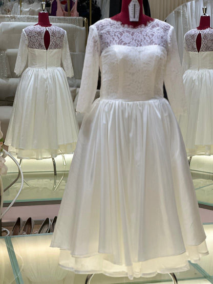 BG-WED-AME-10147 WEDDING GOWN FABRIC HALF LACE SIZE XXL BUST 96 WAIST 79