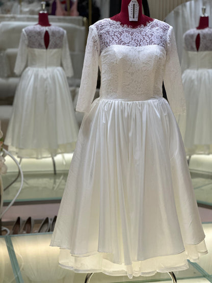 BG-WED-AME-10147 WEDDING GOWN FABRIC HALF LACE SIZE XXL BUST 96 WAIST 79