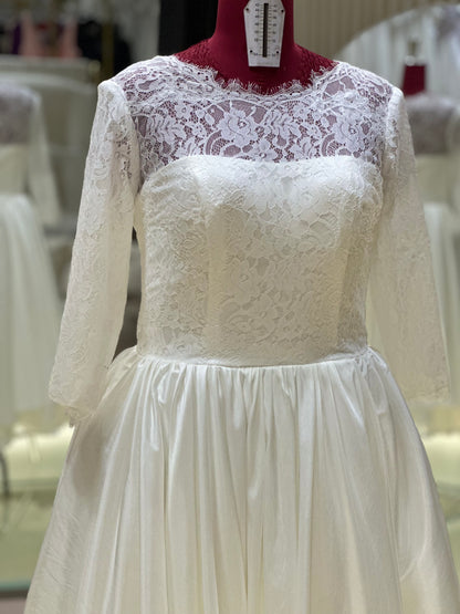 BG-WED-AME-10147 WEDDING GOWN FABRIC HALF LACE SIZE XXL BUST 96 WAIST 79