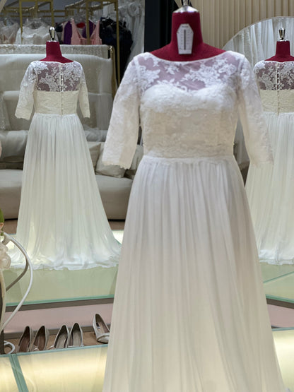 BG-WED-AME-10149 WEDDING GOWN FABRIC HALF LACE SIZE XXL BUST 93 WAIST 81