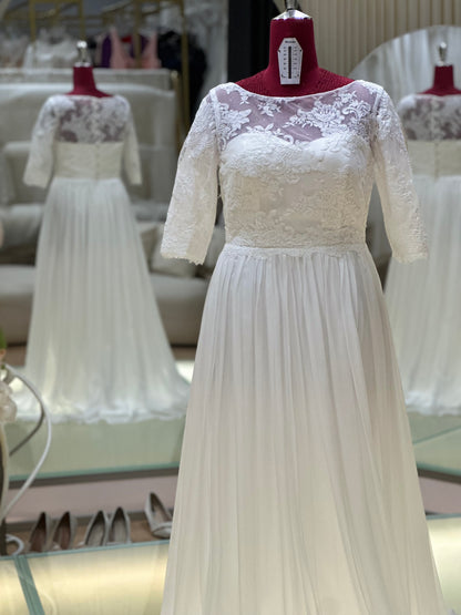 BG-WED-AME-10149 WEDDING GOWN FABRIC HALF LACE SIZE XXL BUST 93 WAIST 81