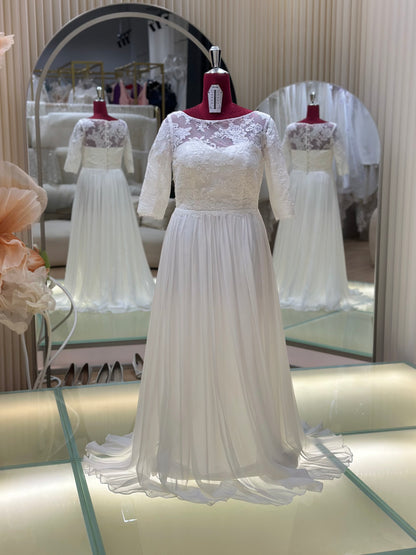 BG-WED-AME-10149 WEDDING GOWN FABRIC HALF LACE SIZE XXL BUST 93 WAIST 81