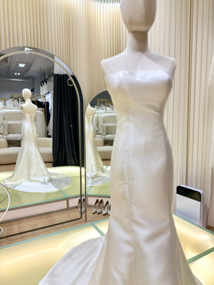 Serene Elegance Pleated Luxury Wedding Gown | Ready-to-Wear