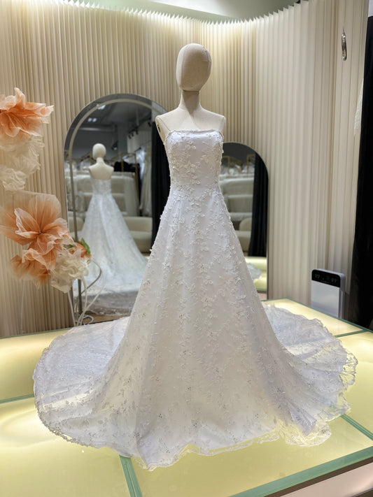 BG-WED-AME-10157 WEDDING GOWN LUX FABRIC FULL LACE SIZE XL BUST 90 WAIST 75