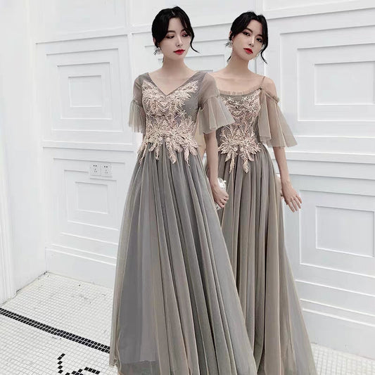 Sister group bridesmaid dressing with the same paragraph temperament new winter slim long paragraph usually wear dress female