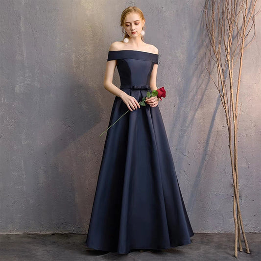 Bridesmaid dress long section new slim slimming sister skirt fashion banquet annual evening dress host costumeB