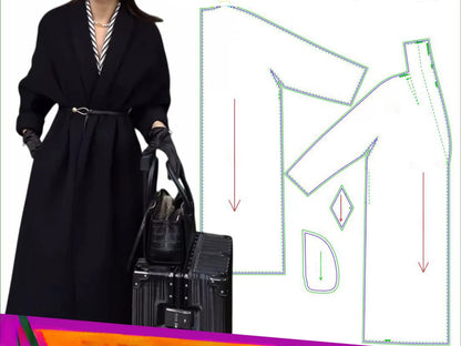 Women's Double-Sided Cashmere Coat Sewing Pattern Professional Full-Size Paper