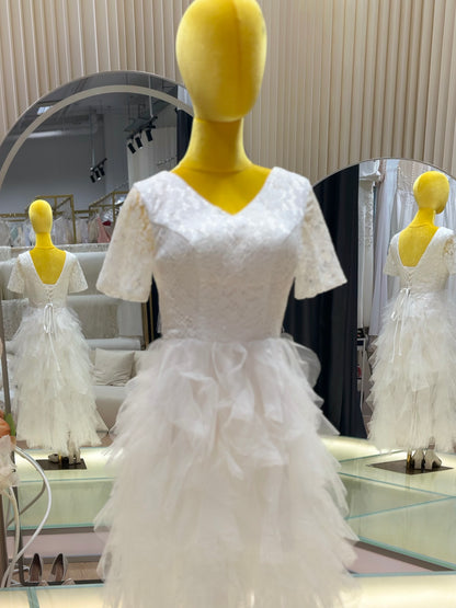 BG-WED-AME-10063 New travel photography light wedding dress forest style slim French style simple bride going out small dress spring