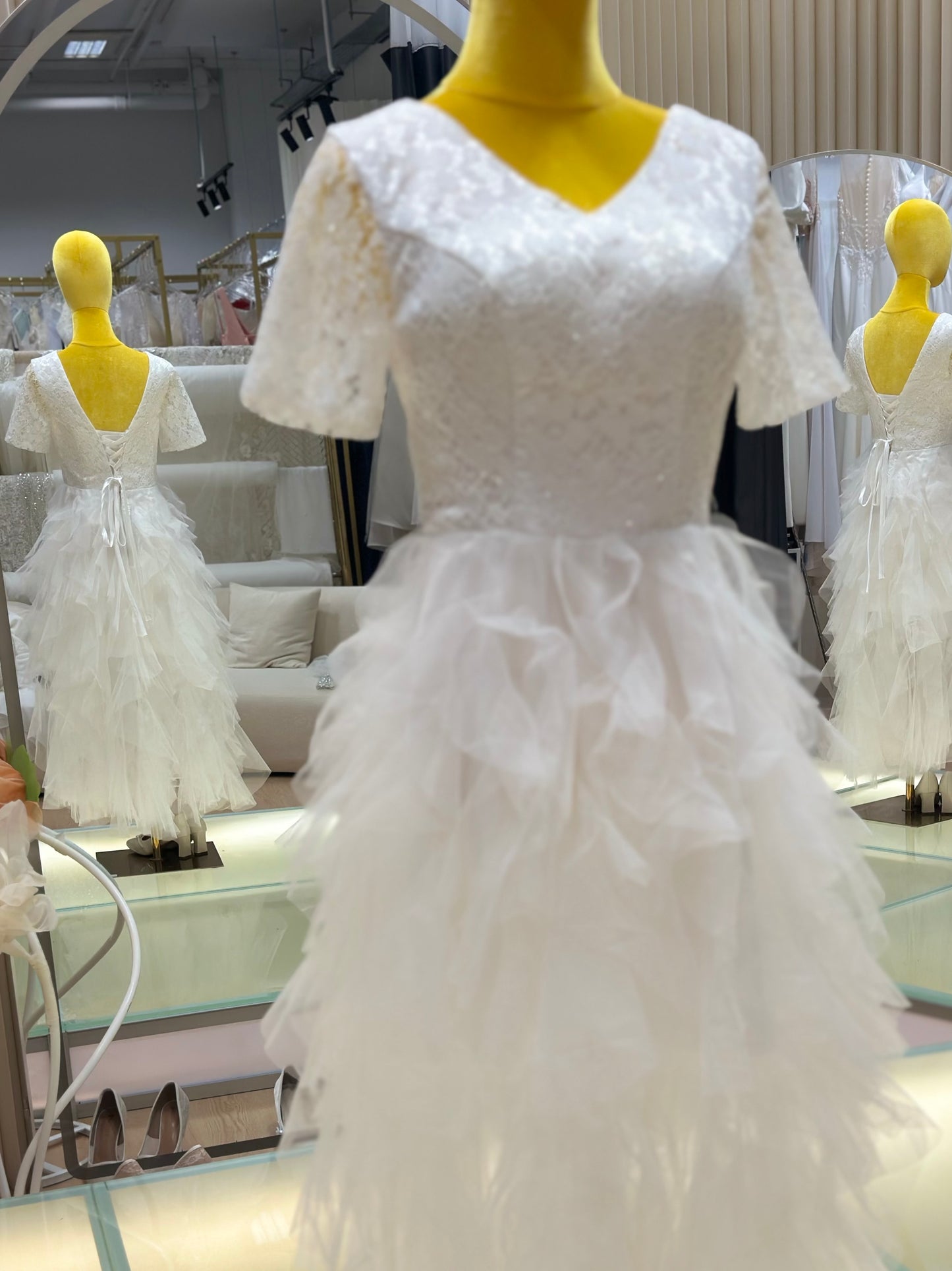 BG-WED-AME-10063 New travel photography light wedding dress forest style slim French style simple bride going out small dress spring