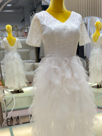 BG-WED-AME-10063 New travel photography light wedding dress forest style slim French style simple bride going out small dress spring